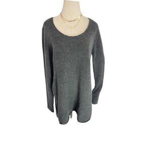 Nu Denmark Womens Sweater Side Slits Boulce Knit Scoop Neck